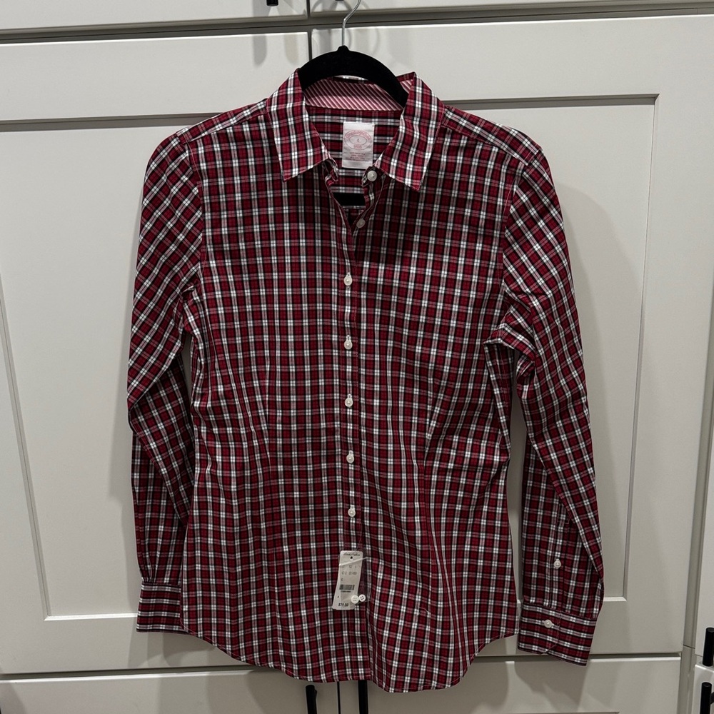 Brooks Brothers Red and White Plaid Button-Down Shirt